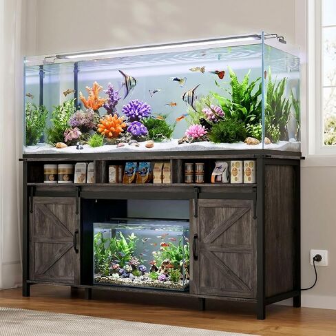 VOWNER 75-120 Gallon Fish Tank Stand with Power Outlet for 2 Tanks, Black in Kuwait