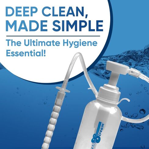 Cleanstream Pump Action Enema Bottle with Nozzle, Travel Enema Kit for Colon Cleansing with Syringe Handle and Nozzle Tip, Reusable at Home Cleaner Set for Men and Women, Premium Silicone, 300 ml in Kuwait