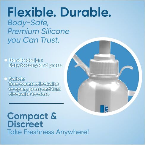 Cleanstream Pump Action Enema Bottle with Nozzle, Travel Enema Kit for Colon Cleansing with Syringe Handle and Nozzle Tip, Reusable at Home Cleaner Set for Men and Women, Premium Silicone, 300 ml in Kuwait