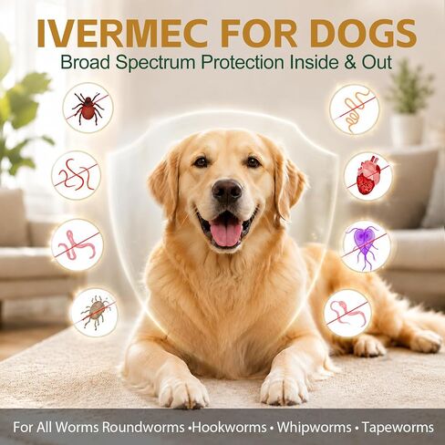 Dewormer for Dogs Broad Spectrum Dog Wormer for Tapeworms, Roundworms and Hookworms for Digestive & Gut Wellness in Kuwait