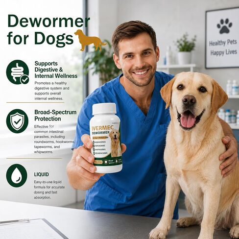 Dewormer for Dogs Broad Spectrum Dog Wormer for Tapeworms, Roundworms and Hookworms for Digestive & Gut Wellness in Kuwait