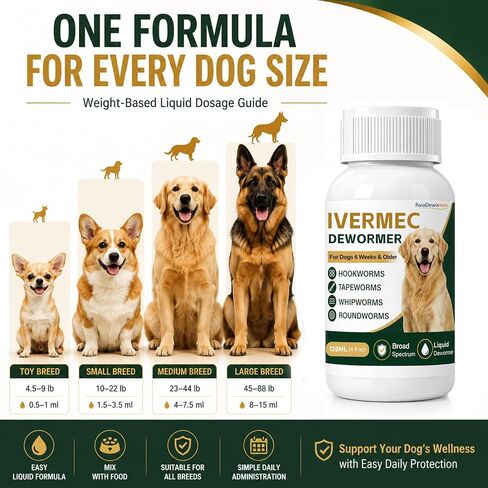 Dewormer for Dogs Broad Spectrum Dog Wormer for Tapeworms, Roundworms and Hookworms for Digestive & Gut Wellness in Kuwait
