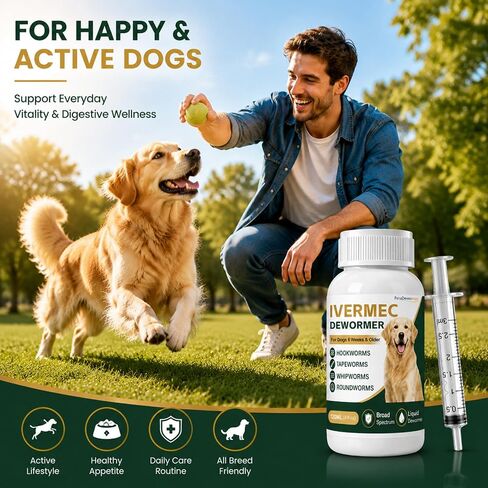 Dewormer for Dogs Broad Spectrum Dog Wormer for Tapeworms, Roundworms and Hookworms for Digestive & Gut Wellness in Kuwait