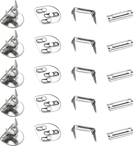 5 Sets Metal Hooks and Eyes Closure for Pants - No Sew 4-Part Stainless Steel Trouser Hooks - Heavy Duty Hook and Bar Fasteners for Skirts, Slacks and Sewing DIY Craft – Silver in Kuwait