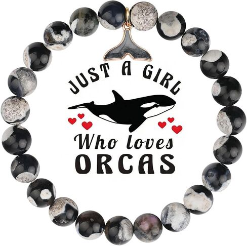 MollyQueen Orca Agate Crystal Bracelets Bead Bracelets for Women, 8mm Natural Stretch Chakra Bracelet Ocean Bracelet Jewellery Gift Bring Luck Prosperity Happiness. in Kuwait