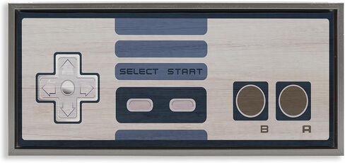 Stupell Industries Vintage Video Game Entertainment System Classic Controller Blue, Designed by Daphne Polselli Gray Framed Wall Art, 30 x 13 in Kuwait