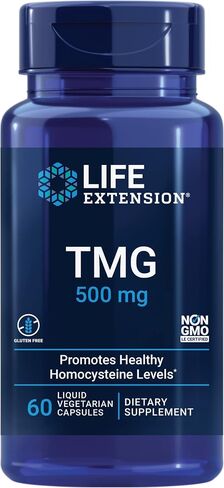 Life Extension TMG 500 mg – Trimethylglycine – For Healthy Homocysteine levels – Gluten-Free, Non-GMO – 60 Liquid Vegetarian Capsules in Kuwait