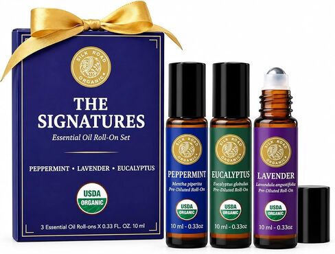 Organic Rosemary Essential Oil & Jojoba Roll On, 100% Pure USDA Certified Aromatherapy to Repair & Grow Hair, Improve Memory & Focus - 10 ml Roller by Silk Road Organic - Always Pure, Always Organic in Kuwait