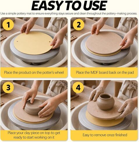 11 Inch Round Pottery Bat Mat for Throwing Wheel, 2 Pre-Pin Holes, 4 Pieces in Kuwait