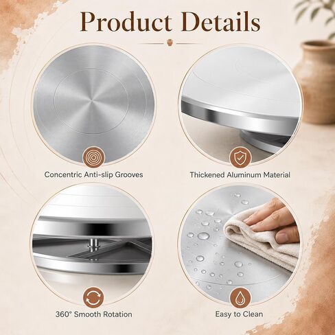Banding Wheel for Pottery, 12 Inch Double-Sided Heavy Pottery Wheel for Adults, Pottery Turntable with Ball Bearings for Ceramics, Clay Modeling, Painting, Cake Decorating in Saudi Arabia
