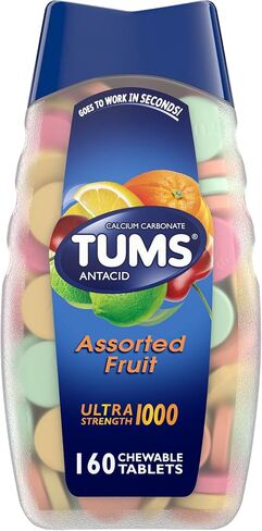 TUMS Ultra Strength Antacid Tablets for Chewable Heartburn Relief and Acid Indigestion Relief, Assorted Fruit - 160 Count in Kuwait