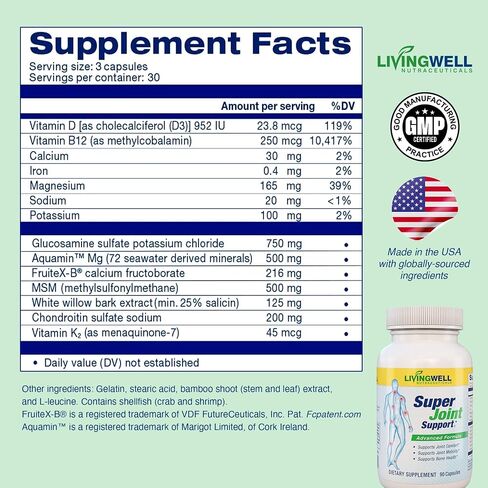 SUPER JOINT SUPPORT Glucosamine, Collagen, MSM & Chondroitin Joint Support Supplement for Joint Relief, Health & Comfort Perfect for achy Knees and Hands. 120 Count in Kuwait
