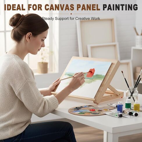Tabletop Easel للطلاء ، 13.8 "x11.4" Artable Art Easel القابلة للتعديل يشمل أوراق الطلاء الفنية ، وأوراق رسم وشريط تقنيع ، ولوحة رسم من خشب الصنوبر للقماش والكتب والأعمال الفنية in Kuwait