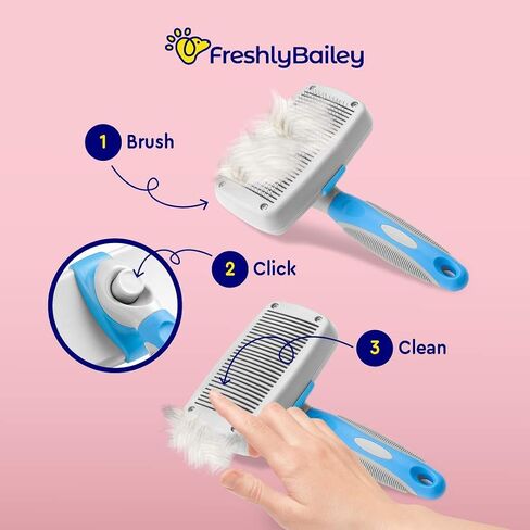 Freshly Bailey Deshedding Tool for Short Hair - Self Cleaning Slicker Brush - Pet Comb for Cats and Dogs in Saudi Arabia