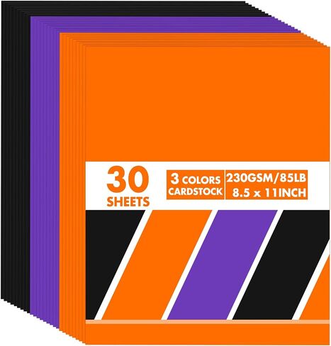 30 Sheets Colored Cardstock 8.5" X 11",Construction Paper Assorted Colors Card Stock printer paper for Printing, Card making,Craft,Halloween Decorations (orange/black/deep purple, 30 Sheets) in Kuwait
