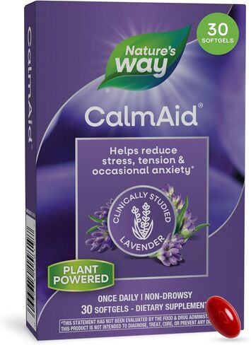 Nature's Way CalmAid Softgels with Silexan Lavender Oil, Helps Reduce Tension and Stress*, Non Drowsy, 30 Softgels in Kuwait