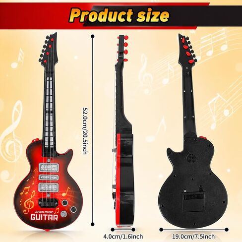Kids Electric Guitar Toy for Ages 3-5 21 Inch Light Up Guitar with 4 Strings Infrared Sensor & Strap Musical Gift for Boys Girls (Red) in Kuwait