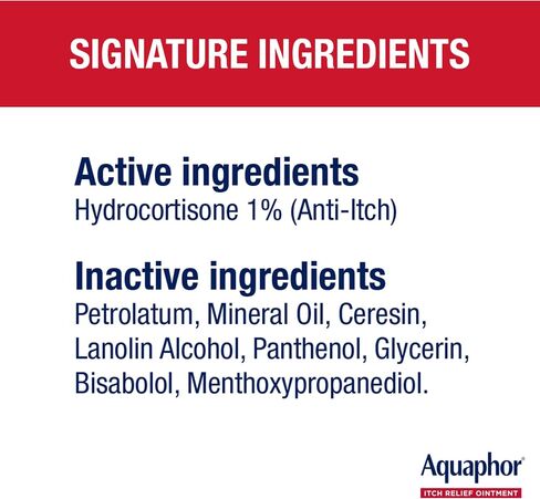 Aquaphor Itch Relief Ointment, Maximum Strength 1% Hydrocortisone, Relieves Itch from Skin Irritation, Insect Bites, Psoriasis, Skin Rashes, Eczema, & Poison Ivy, 2 oz in Saudi Arabia
