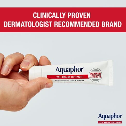 Aquaphor Itch Relief Ointment, Maximum Strength 1% Hydrocortisone, Relieves Itch from Skin Irritation, Insect Bites, Psoriasis, Skin Rashes, Eczema, & Poison Ivy, 2 oz in Saudi Arabia
