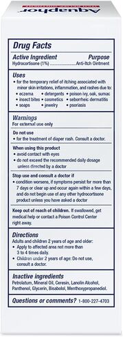 Aquaphor Itch Relief Ointment, Maximum Strength 1% Hydrocortisone, Relieves Itch from Skin Irritation, Insect Bites, Psoriasis, Skin Rashes, Eczema, & Poison Ivy, 2 oz in Saudi Arabia