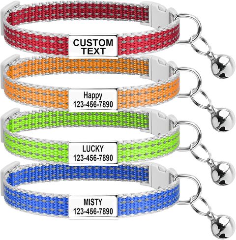 Personalized Reflective Cat Collar, Custom Engraved ID Tag, Safety Buckle in Saudi Arabia