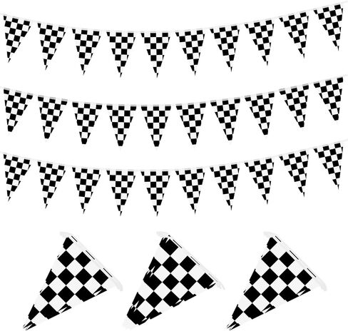 64ft 30 Pcs Black and White Checkered Flag Banner for Race Car Birthday in Saudi Arabia
