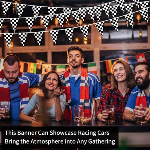 64ft 30 Pcs Black and White Checkered Flag Banner for Race Car Birthday in Saudi Arabia
