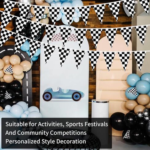 64ft 30 Pcs Black and White Checkered Flag Banner for Race Car Birthday in Saudi Arabia