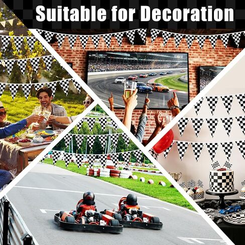64ft 30 Pcs Black and White Checkered Flag Banner for Race Car Birthday in Saudi Arabia