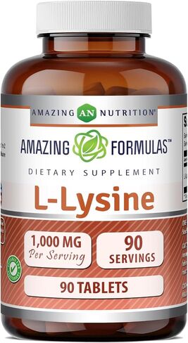 صيغ مذهلة مكمل فيتامين حمض أميني L-Lysine (غير معدّل وراثيًا، خالي من الغلوتين) - دعم المناعة، صحة الجهاز التنفسي والمزيد (أقراص، عدد 360) in Kuwait