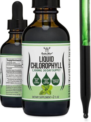 Chlorophyll Liquid Drops - Peppermint Flavored, Natural and Vegan Safe (Rich, Full Texture and Taste, Not Watered Down) for Skin Health, and Immune Function (Líquidas de Clorofila) by Double Wood in Kuwait