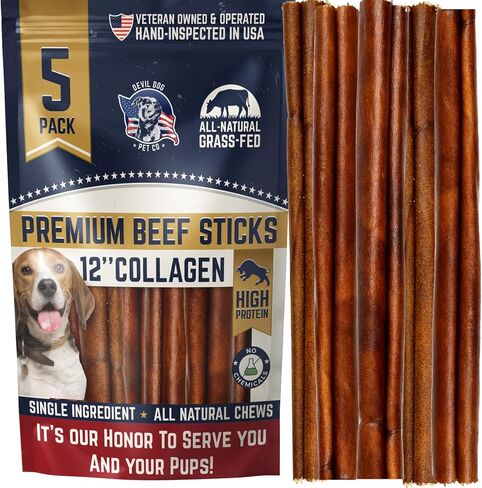 Devil Dog Pet Co Beef Collagen Sticks for Dogs Long Lasting 12 Inch 5 Pack in Kuwait