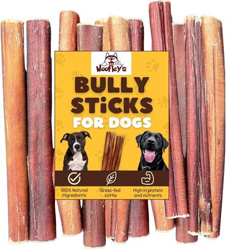 Woofley's 6" Jumbo Thick Buffalo Bully Sticks - (18 Count) - Bully Sticks for Dogs - Long Lasting Bully Stick Dog Chews in Kuwait