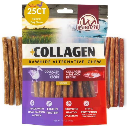 Wild Eats Duck and Salmon Collagen Sticks for Dogs, 25 Pack, No Hide Treats in Saudi Arabia
