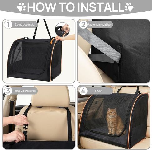 Cat Car Seat, Enclosed Carrier for Pets Travel Safety Cat Crate with Litter Box Soft-Sided Covered Car Kennel Carrier for Backseat in Saudi Arabia
