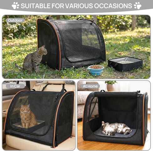 Cat Car Seat, Enclosed Carrier for Pets Travel Safety Cat Crate with Litter Box Soft-Sided Covered Car Kennel Carrier for Backseat in Saudi Arabia