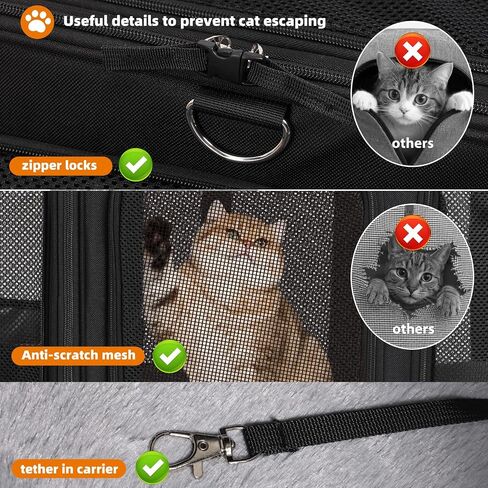 pidipiti 24x17x17 Large Expandable pet Carrier for 2 Cats,with 2 Litter Box in Kuwait