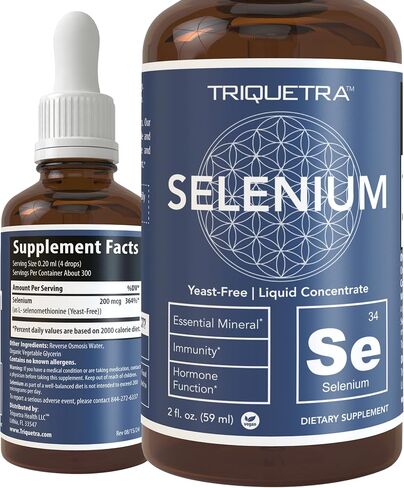 سيلينيوم - 200 ميكروغرام، شكل سيلينوميثيونين، 300 حصة - نباتي، زجاجة زجاجية، خالية من الخميرة - مركز سائل تحت اللسان - مضاد للاكسدة، يدعم المناعة وصحة الغدة الدرقية (2 اونصة) in Kuwait