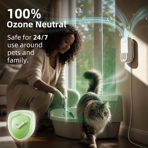uahpet Cat Litter Deodorizer, Plug In Filterless Nano Pet Odor Eliminator for Cat Litter Boxes, Dog Crates, Pet Cabinets & Small Bathrooms, Zero Ozone, Ultra-Quiet 32dB, 5ft Cord in Saudi Arabia