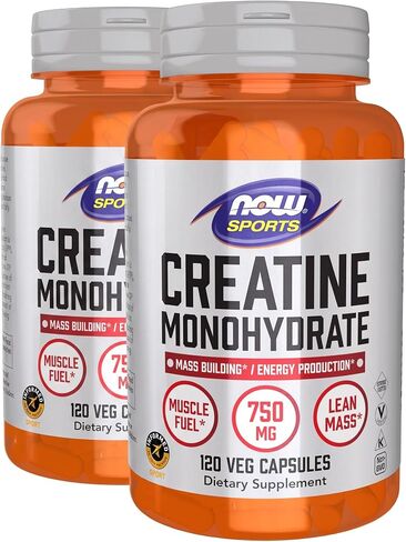 NOW Sports Nutrition, Creatine Monohydrate 750 mg, Mass Building*/Energy Production*, 120 Veg Capsules in Kuwait