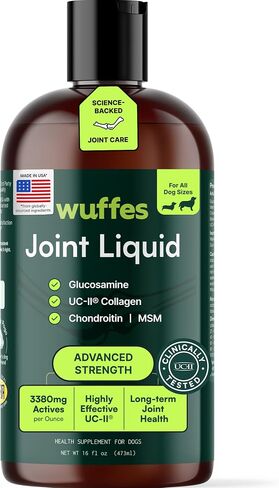 Wuffes Liquid Collagen & Glucosamine for Dogs, Hip & Joint Support, 16 oz. with UC-II Collagen, Glucosamine, Chondroitin & MSM. Supports Mobility, Cartilage & Joint Flexibility. Beef Flavor in Kuwait