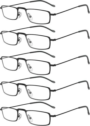 Eyekepper 5-Pack Stainless Steel Frame Half-eye Style Reading Glasses Readers Black +0.5 in Kuwait