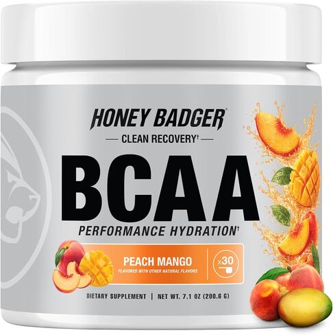 مسحوق إلكتروليتات الأحماض الأمينية BCAA من Honey Badger، كيتو، نباتي، خالي من السكر BCAAs + EAA مع الجلوتامين للرجال والنساء، مزيج مشروبات الترطيب وتعافي العضلات بعد التمرين، عصير الليمون الوردي، 30 وجبة in Kuwait