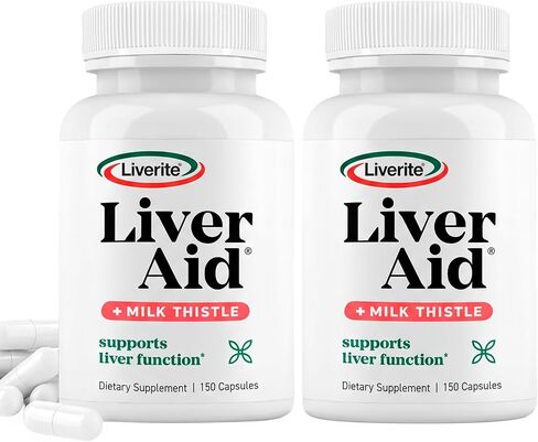 Liverite Liver Aid with Milk Thistle 2-Pack 150 Capsules (Total 300), Liver Support, Liver Cleanse, Liver Care, Improves Energy in Kuwait