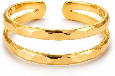 14K Gold Plated over 925 Sterling Silve qualityr Toe Ring/Knuckle Ring - Triple Twist and Plain Bands | Small Adjustable Dainty Handmade by MiYa Jewelry creations in Kuwait
