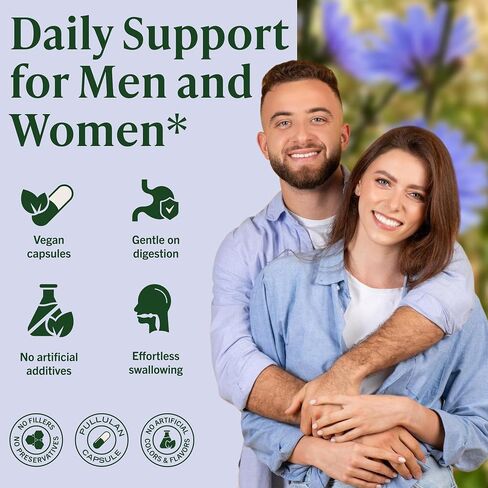 HERBAMAMA Inulin Powder Capsules - Organic Chicory Root Inulin Supplement - Prebiotic Fiber for Digestive Support & Gut Health - 1200 mg, 100 Caps in Kuwait