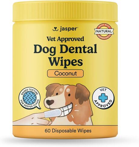 Jasper Dog Dental Wipes, Finger Tooth Wipes for Dogs, Unscented 60-Count in Kuwait