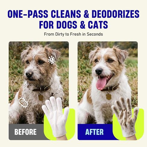 Dog Wipes for Dogs & Cats, Quick Cleaning & Deodorizing, Glove‑Style, 20‑Ct in Kuwait