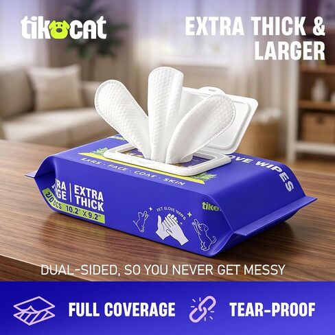 Dog Wipes for Dogs & Cats, Quick Cleaning & Deodorizing, Glove‑Style, 20‑Ct in Kuwait