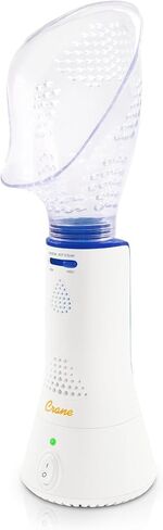 Crane Corded Personal Steam Inhaler - Bacteria Free Steam - for Sinus, Congestion, Cough, & Cold Relief, Vapor Pad Compatible, White, 30 ml in Kuwait